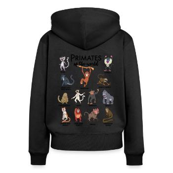 Verschiedene Affen - Arten von Primaten - Frauen Premium Bio Zip Hoodie - Schwarz - Hinten - Julia (174cm)