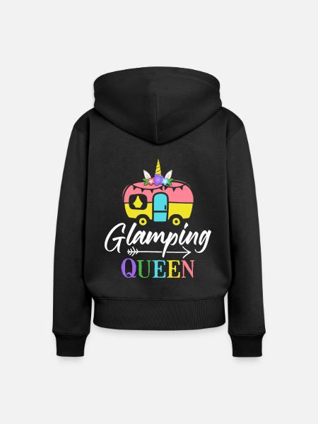 Weiblicher Glamper - Frauen Premium Bio Zip Hoodie - Schwarz