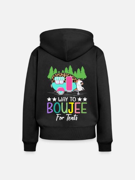 Boujee Camping Weiblicher Glamper - Frauen Premium Bio Zip Hoodie - Schwarz