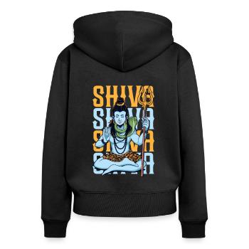 Dieu hindou - Shiva - Sweat à capuche zippé Premium bio Femme - noir - Dos - Julia (174cm)