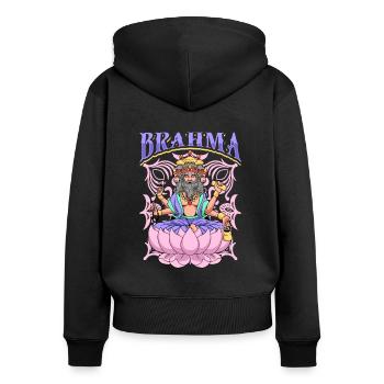 Hindu God - Brahma - Women's Premium Organic Zip Hoodie - black - Back - Julia (174cm)