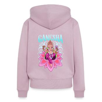 Dieu hindou - Ganesha - Sweat à capuche zippé Premium bio Femme - rose poudré - Dos - Julia (174cm)