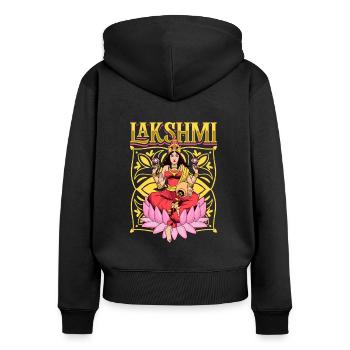 Hindu God - Lakshmi - Women's Premium Organic Zip Hoodie - black - Back - Julia (174cm)