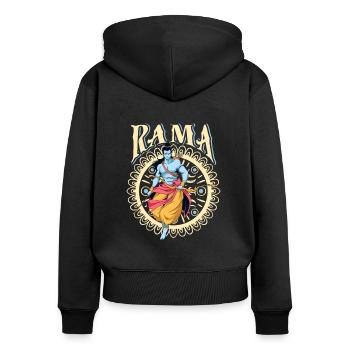 Hindu God - Rama - Women's Premium Organic Zip Hoodie - black - Back - Julia (174cm)
