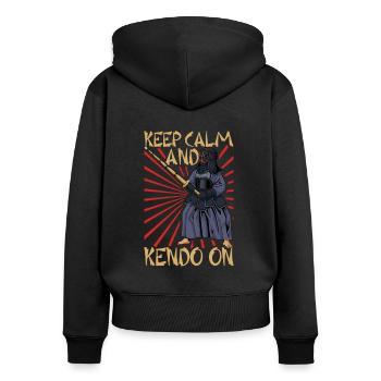 Keep Calm - Kendo - Women's Premium Organic Zip Hoodie - black - Back - Julia (174cm)