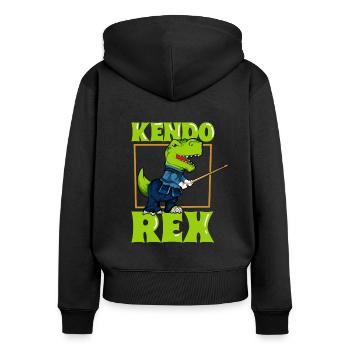 TREX macht Kendo - Frauen Premium Bio Zip Hoodie - Schwarz - Hinten - Julia (174cm)