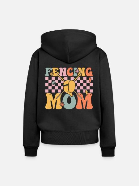 Groovy Foil Saber Fechterin - Frauen Premium Bio Zip Hoodie - Schwarz
