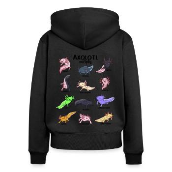 Verschiedene Kawaii Axolotl - Frauen Premium Bio Zip Hoodie - Schwarz - Hinten - Julia (174cm)