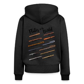 Flûtes Diverses - Flûtes du Monde - Flûte - Sweat à capuche zippé Premium bio Femme - noir - Dos - Julia (174cm)