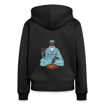 Gott der Yoruba Religion - Orunmila - Frauen Premium Bio Zip Hoodie - Schwarz - Hinten - Julia (174cm)