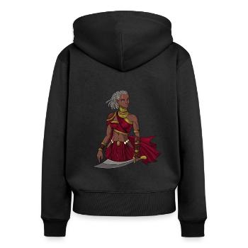 Göttin der Yoruba Religion - Oya - Frauen Premium Bio Zip Hoodie - Schwarz - Hinten - Julia (174cm)