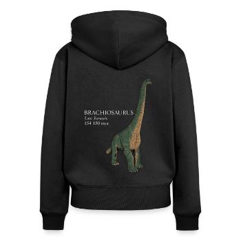 Realistische Zeichnung des Brachiosaurus - Frauen Premium Bio Zip Hoodie - Schwarz - Hinten - Julia (174cm)