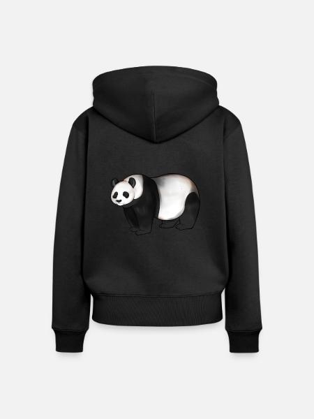 Zeichnung eines Pandabär - Frauen Premium Bio Zip Hoodie - Schwarz