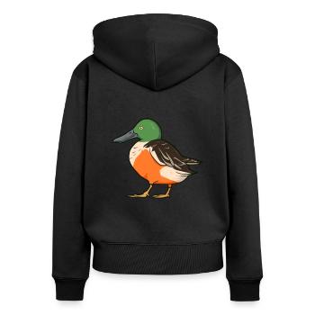 Drawing of a Shoveler - Women's Premium Organic Zip Hoodie - black - Back - Julia (174cm)