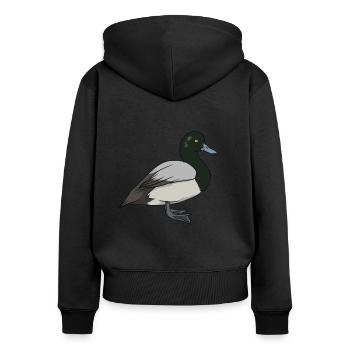 Drawing of a mountain duck - Women's Premium Organic Zip Hoodie - black - Back - Julia (174cm)