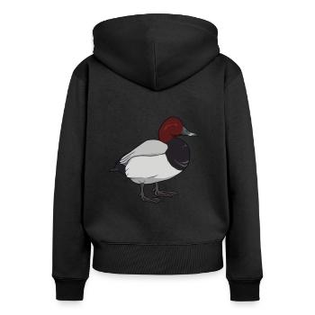 Zeichnung einer Tafelente - Frauen Premium Bio Zip Hoodie - Schwarz - Hinten - Julia (174cm)