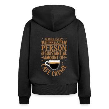 Successful only with Café Crème - Women's Premium Organic Zip Hoodie - black - Back - Julia (174cm)
