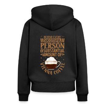 Succès uniquement avec Vienna Coffee - Sweat à capuche zippé Premium bio Femme - noir - Dos - Julia (174cm)