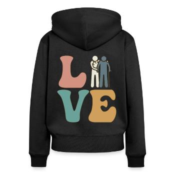 Gériatrie Personnes âgées Soins gériatriques - Sweat à capuche zippé Premium bio Femme - noir - Dos - Julia (174cm)