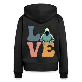 Hacker Hacking Cybersicherheit Anonym - Frauen Premium Bio Zip Hoodie - Schwarz - Hinten - Julia (174cm)