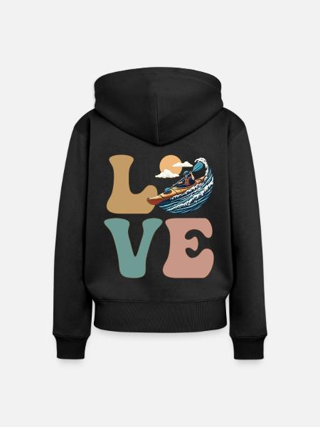 Kajak Kajakfahrer - Frauen Premium Bio Zip Hoodie - Schwarz