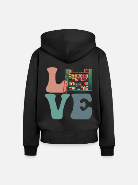 Bibliothekar Bibliothek - Frauen Premium Bio Zip Hoodie - Schwarz