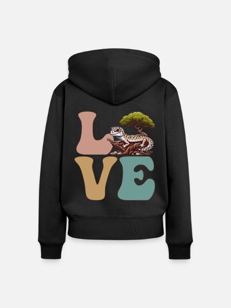 Leopardgecko Eidechse Reptil - Frauen Premium Bio Zip Hoodie - Schwarz