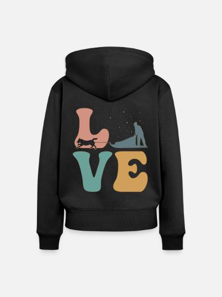 Mushing Schlittenhund Schlittenhundeführer - Frauen Premium Bio Zip Hoodie - Schwarz