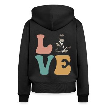 Pastor Christlicher Prediger - Frauen Premium Bio Zip Hoodie - Schwarz - Hinten - Julia (174cm)