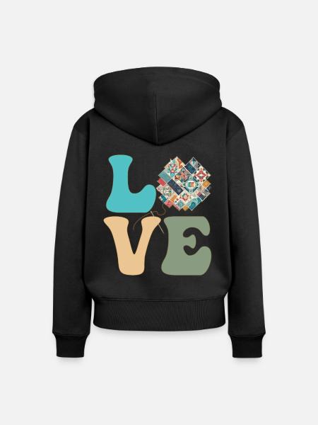 Quilten Quilter Nähen Stricken - Frauen Premium Bio Zip Hoodie - Schwarz
