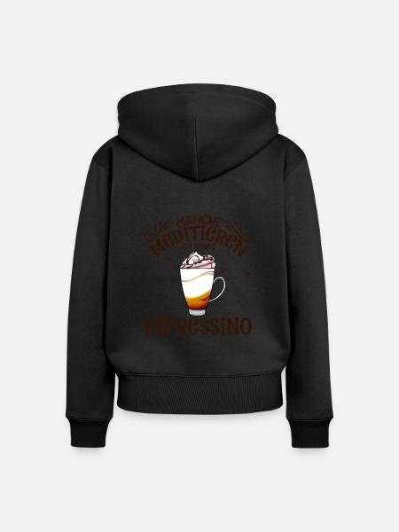 Meditieren und Espressino - Frauen Premium Bio Zip Hoodie - Schwarz