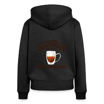 Meditieren und Caffè macchiato - Frauen Premium Bio Zip Hoodie - Schwarz - Hinten - Julia (174cm)