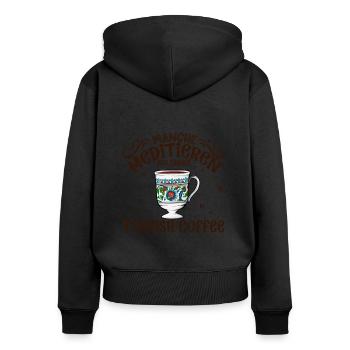 Meditieren und Turkish Coffee - Frauen Premium Bio Zip Hoodie - Schwarz - Hinten - Julia (174cm)