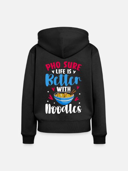 Vietnamesische Nudelsuppe - Frauen Premium Bio Zip Hoodie - Schwarz