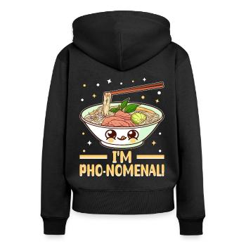 Vietnamesische Nudelsuppe Asiatisches Essen - Frauen Premium Bio Zip Hoodie - Schwarz - Hinten - Julia (174cm)