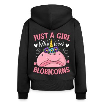 Lustiger Blobfisch Meerestier - Frauen Premium Bio Zip Hoodie - Schwarz - Hinten - Julia (174cm)