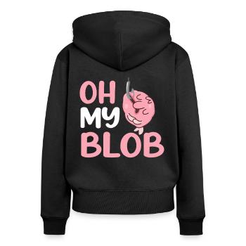 Lustiger Blobfisch Meerestier - Frauen Premium Bio Zip Hoodie - Schwarz - Hinten - Julia (174cm)