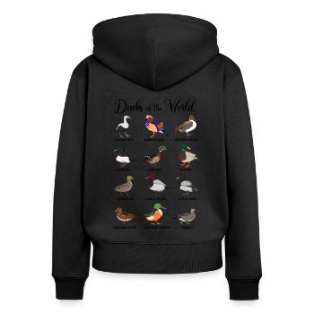 Verschiedene Enten - Arten von Enten - Frauen Premium Bio Zip Hoodie - Schwarz - Hinten - Julia (174cm)