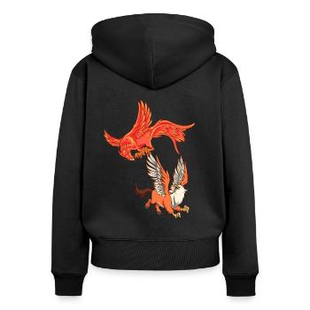 Tiere der Mythologie - Phönix vs Hippogryph - Frauen Premium Bio Zip Hoodie - Schwarz - Hinten - Julia (174cm)