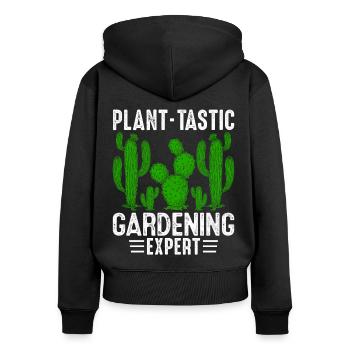 Lustiger Sukkulenten-Kaktus - Frauen Premium Bio Zip Hoodie - Schwarz - Hinten - Julia (174cm)