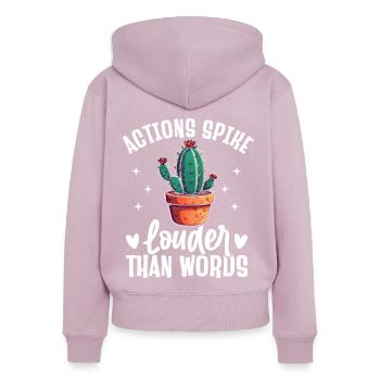 Lustiger Sukkulenten-Kaktus - Frauen Premium Bio Zip Hoodie - Altrosa - Hinten - Julia (174cm)