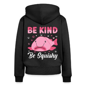 Lustiger Blobfisch Meerestier - Frauen Premium Bio Zip Hoodie - Schwarz - Hinten - Julia (174cm)