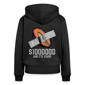 Klebeband Datum Fruchtliebhaber Lustiges Zitat - Frauen Premium Bio Zip Hoodie - Schwarz - Hinten - Julia (174cm)