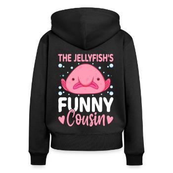 Lustiger Blobfisch Meerestier - Frauen Premium Bio Zip Hoodie - Schwarz - Hinten - Julia (174cm)