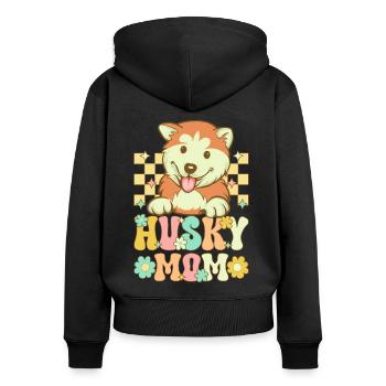 Groovy Siberian Husky Dog Lover - Sweat à capuche zippé Premium bio Femme - noir - Dos - Julia (174cm)
