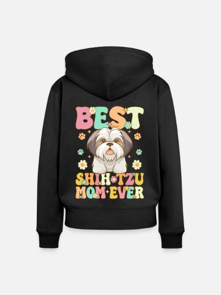 Groovy Hundeliebhaberin - Frauen Premium Bio Zip Hoodie - Schwarz