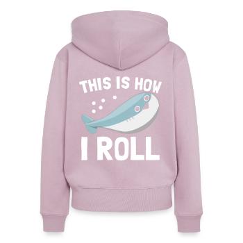 Drôle de poisson Sacabambaspi Meme - Sweat à capuche zippé Premium bio Femme - rose poudré - Dos - Julia (174cm)