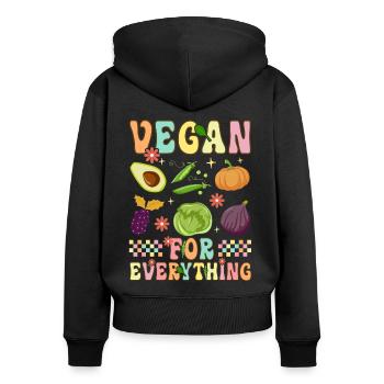 Groovy Pflanzenbasierte Ernährung Veganismus - Frauen Premium Bio Zip Hoodie - Schwarz - Hinten - Julia (174cm)