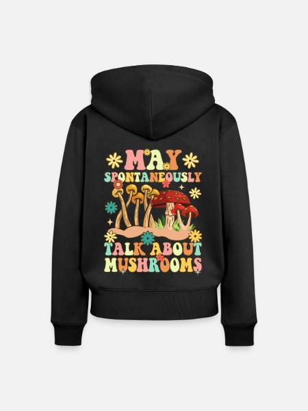 Groovy Pilzjagd - Frauen Premium Bio Zip Hoodie - Schwarz