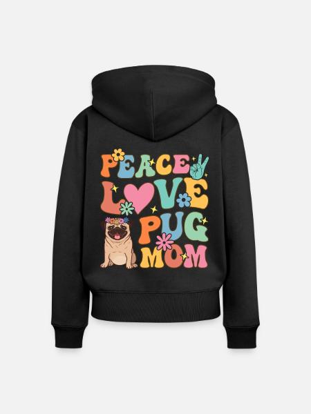 Groovy Hundeliebhaberin - Frauen Premium Bio Zip Hoodie - Schwarz